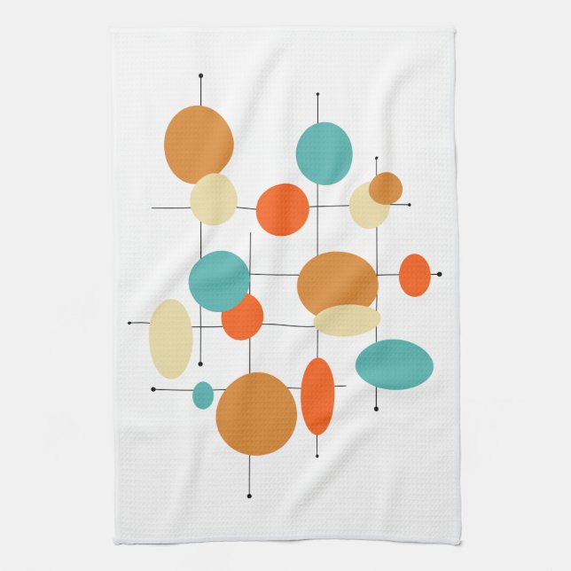 Colourful Mid Century Modern Circles Kitchen Towel (Vertical)