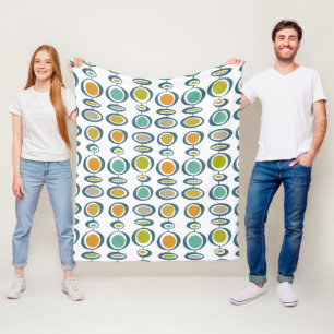 Colourful Mid Century Modern Geometric Circles Fleece Blanket