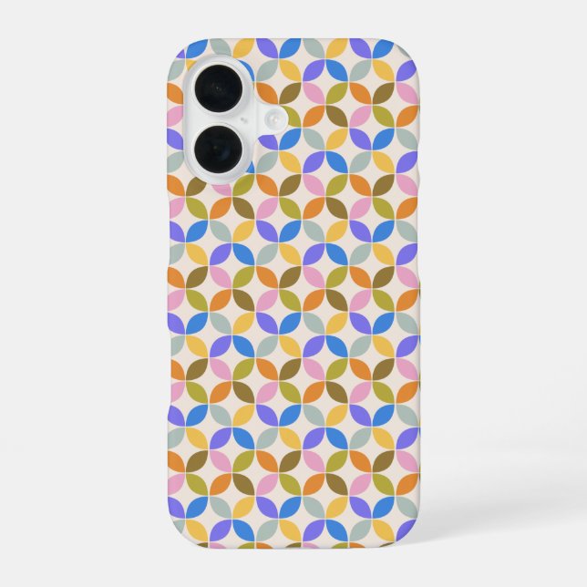 Colourful Mid Century Modern Geometric Pattern  iPhone 16 Case (Back)