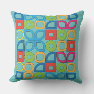 Colourful Mid Century Modern Geometric Throw Pillo Pillow