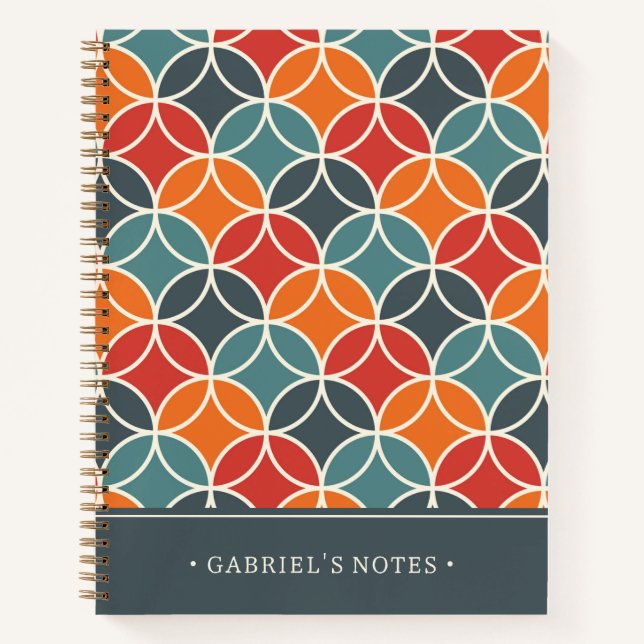 Colourful Mid-Century Modern Style | Add Your Name Notebook (Front)