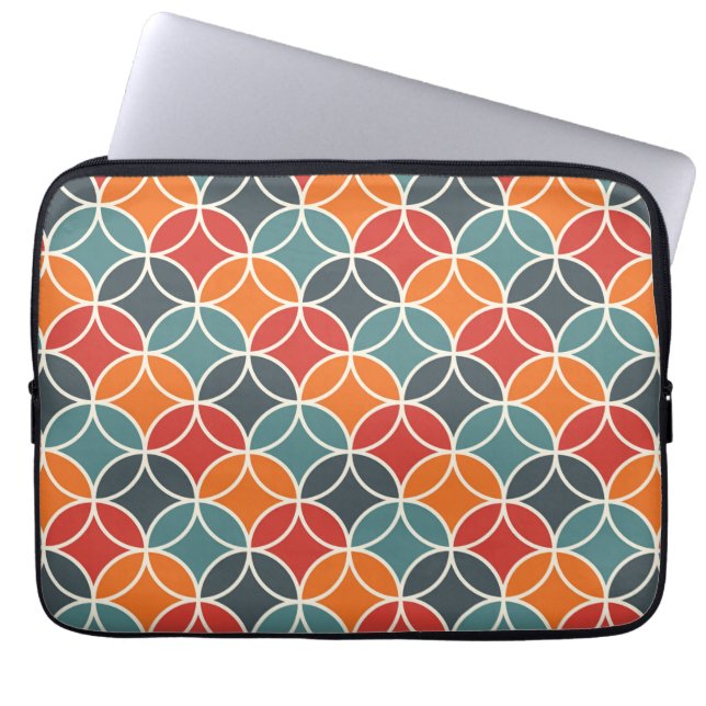 Colourful Mid-Century Modern Style Pattern Laptop Sleeve (Front)
