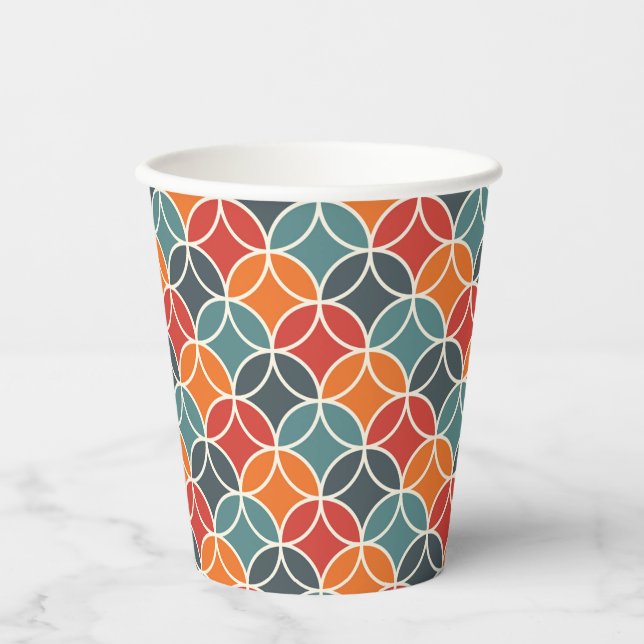 Colourful Mid-Century Modern Style Pattern Paper Cups (Front)