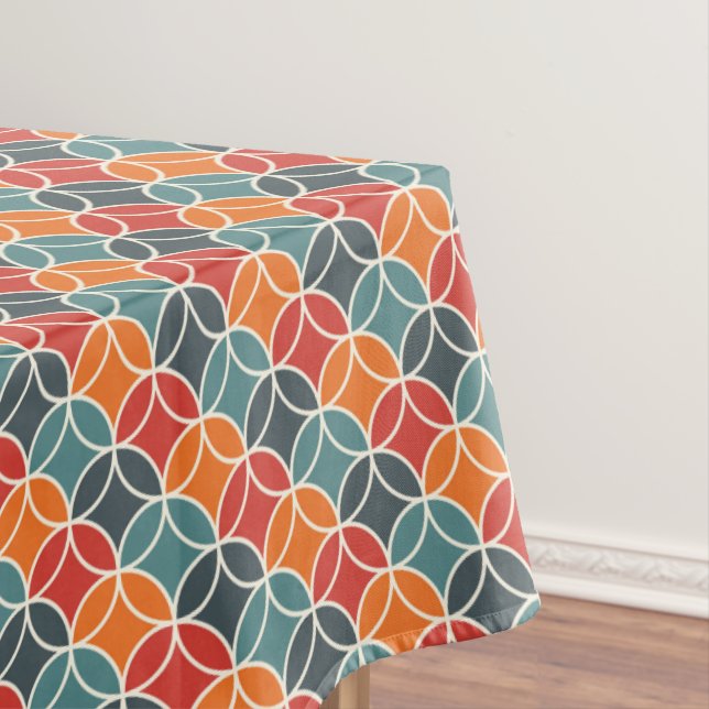 Colourful Mid-Century Modern Style Pattern Tablecloth (In Situ)