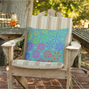 Colourful Mid Century Retro Pattern Art Design Outdoor Pillow