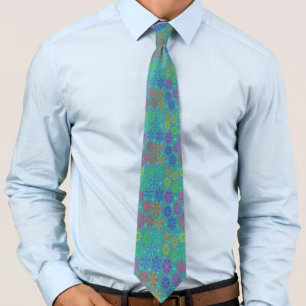 Colourful Mid Century Retro Pattern Art Design Tie