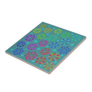 Colourful Mid Century Retro Pattern Art Design Tile