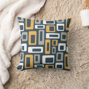 Colourful Mid Century style shapes Throw Pillow