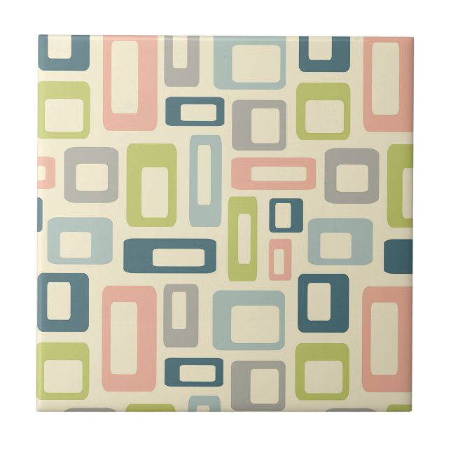 Colourful Mid Century style shapes Tile (Front)