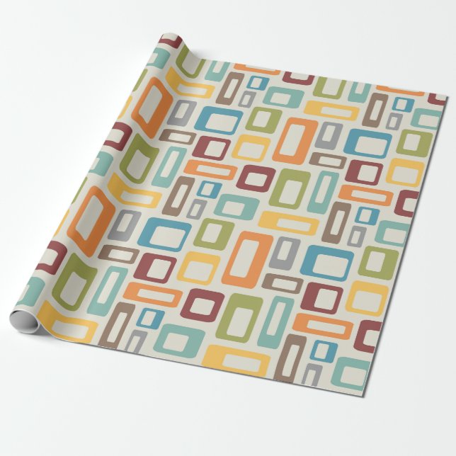 Colourful Mid Century style shapes Wrapping Paper (Unrolled)
