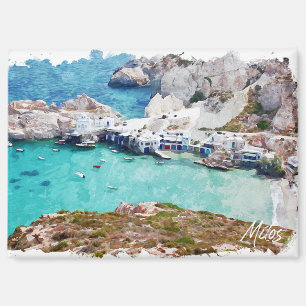 Colourful Milos Greece Coastal View Magnet