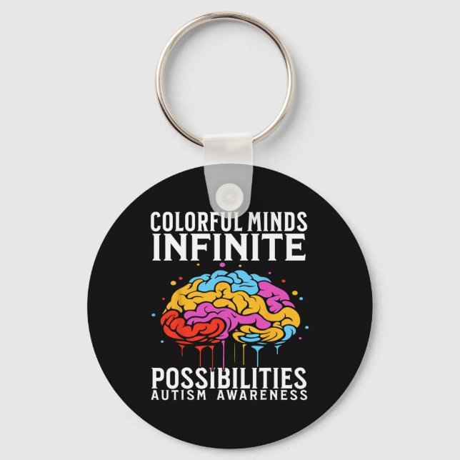 Colourful Minds Autism Awareness Kids Support Gift Keychain (Front)