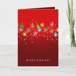 Colourful Mini Christmas Trees Sparkling Lights Holiday Card