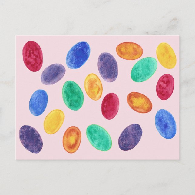 Colourful Mini Easter Eggs, Jelly Beans Postcards (Front)