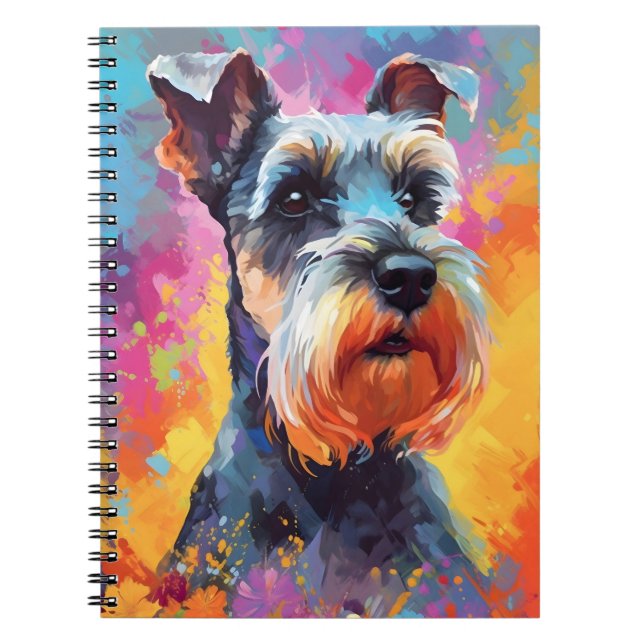 Colourful Miniature Schnauzer Notebook (Front)