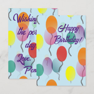 Colourful Minimalist Balloons Happy Birthday Card
