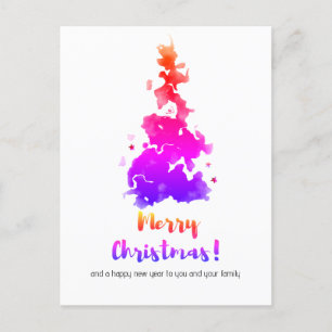 Colourful Minimalist Christmas Tree Holiday Postcard