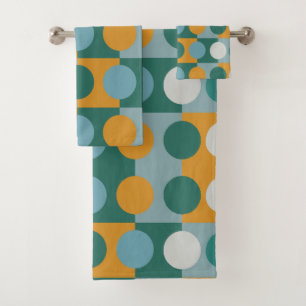 Colourful Minimalist Contemporary Geometric Patter Bath Towel Set