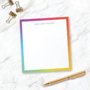 Colourful Minimalist Modern Rainbow Border Notepad