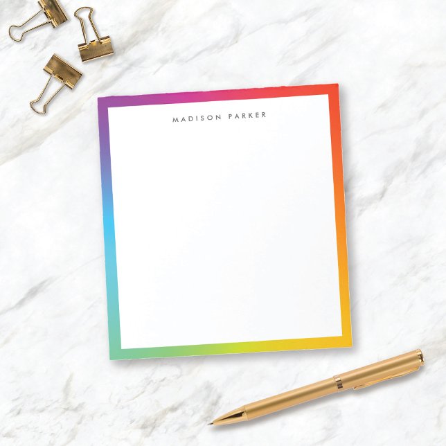 Colourful Minimalist Modern Rainbow Border Notepad (Creator Uploaded)
