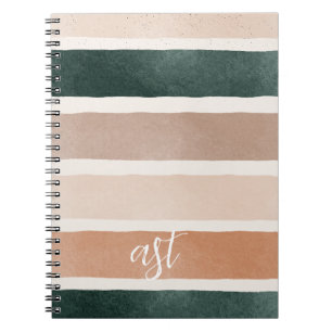 Colourful minimalist striped craft paper initial notebook