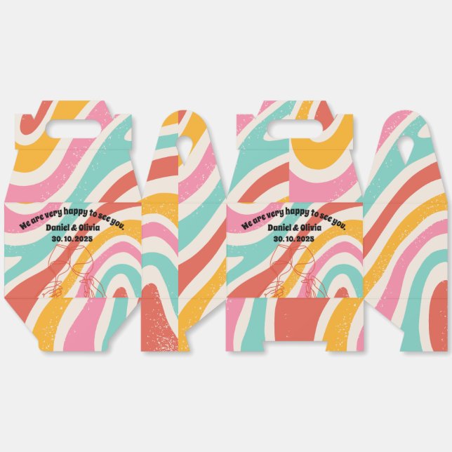 Colourful Minimalist Wedding Favor Box (Unfolded)