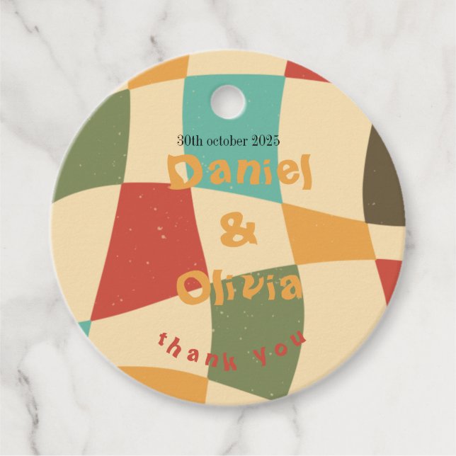 Colourful Minimalist Wedding Favour Tags (Front)