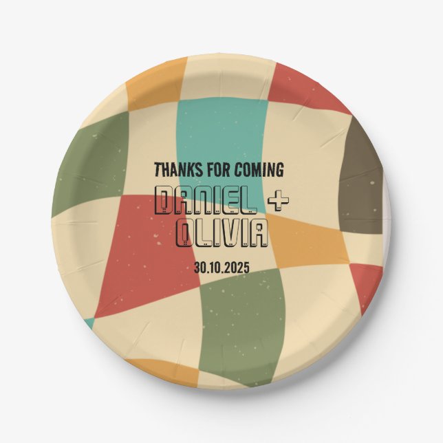 Colourful Minimalist Wedding Paper Plate (Front)