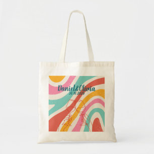 Colourful Minimalist Wedding Tote Bag