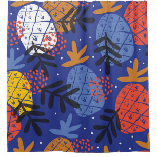 Colourful minimalistic abstract pineapples and lea