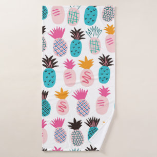 Colourful minimalistic abstract pineapples and lea bath towel