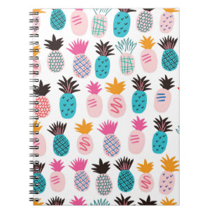 Colourful minimalistic abstract pineapples and lea notebook