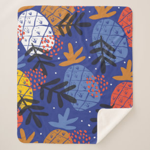 Colourful minimalistic abstract pineapples and lea sherpa blanket