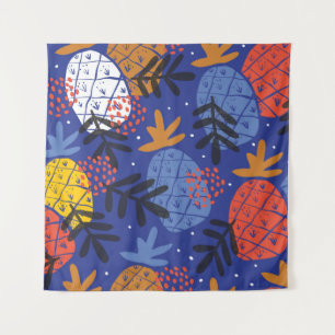 Colourful minimalistic abstract pineapples and lea tapestry