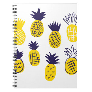 Colourful minimalistic abstract pineapples in scan notebook
