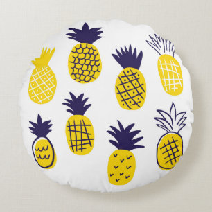 Colourful minimalistic abstract pineapples in scan round pillow