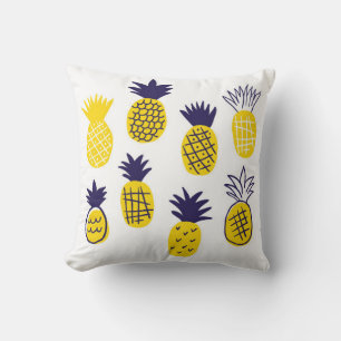 Colourful minimalistic abstract pineapples in scan throw pillow