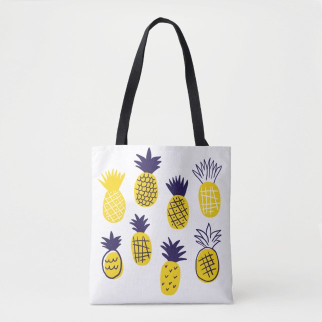 Colourful minimalistic abstract pineapples in scan tote bag (Front)