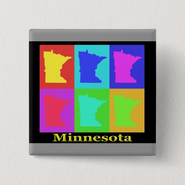 Colourful Minnesota State Pop Art Map 2 Inch Square Button (Front)