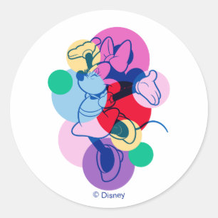Colourful Minnie Mouse Modern Pop Art Classic Round Sticker