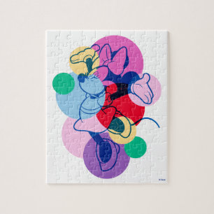Colourful Minnie Mouse Modern Pop Art Jigsaw Puzzle