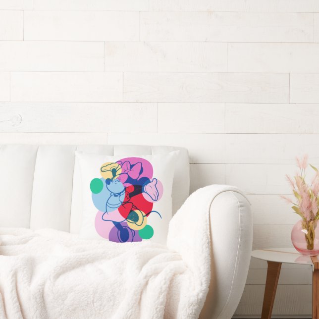 Colourful Minnie Mouse Modern Pop Art Throw Pillow (Couch)