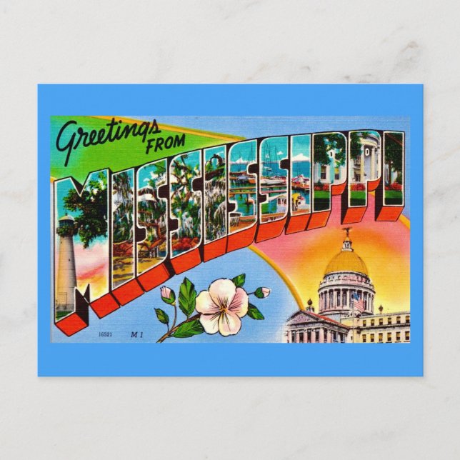 Colourful Mississippi Greetings  Postcard (Front)