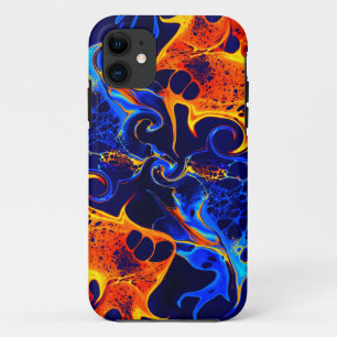 colourful mix of neon paints swirling on black  iPhone 11 case