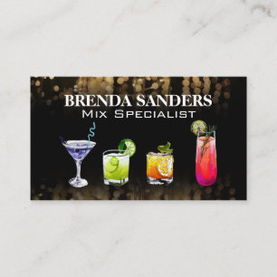 Colourful Mixed Drinks   Cocktail Lounge Vibe  Business Card
