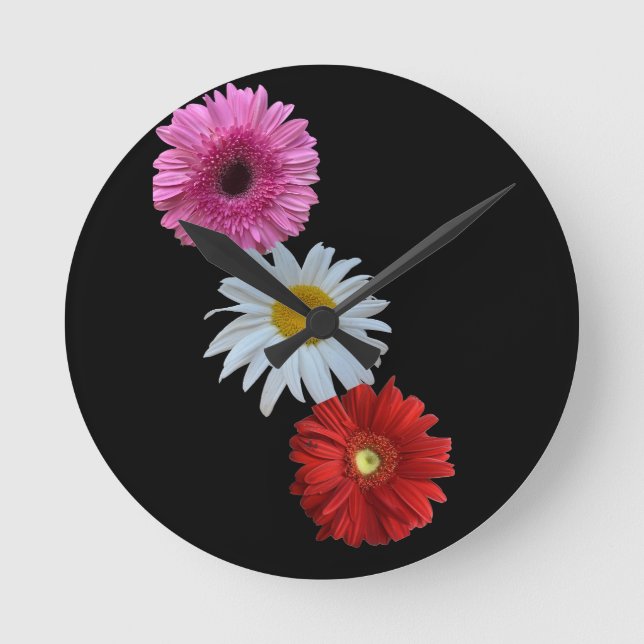 Colourful Mixed Floral Daisy Wall Clock (Front)