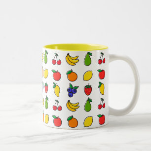 Colourful Mixed Fruit Pattern Two-Tone Coffee Mug