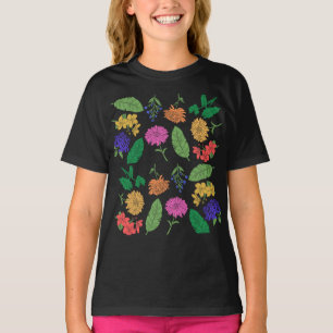 Colourful Mixed Greenery & Floral Collage T-Shirt