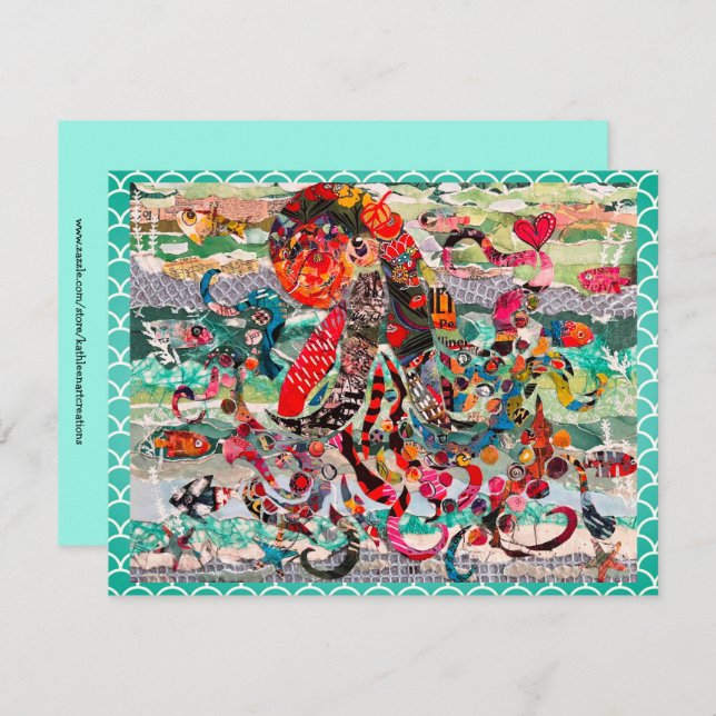 Colourful Mixed Media Octopus Greeting Card (Front/Back)