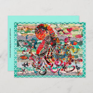 Colourful Mixed Media Octopus Greeting Card